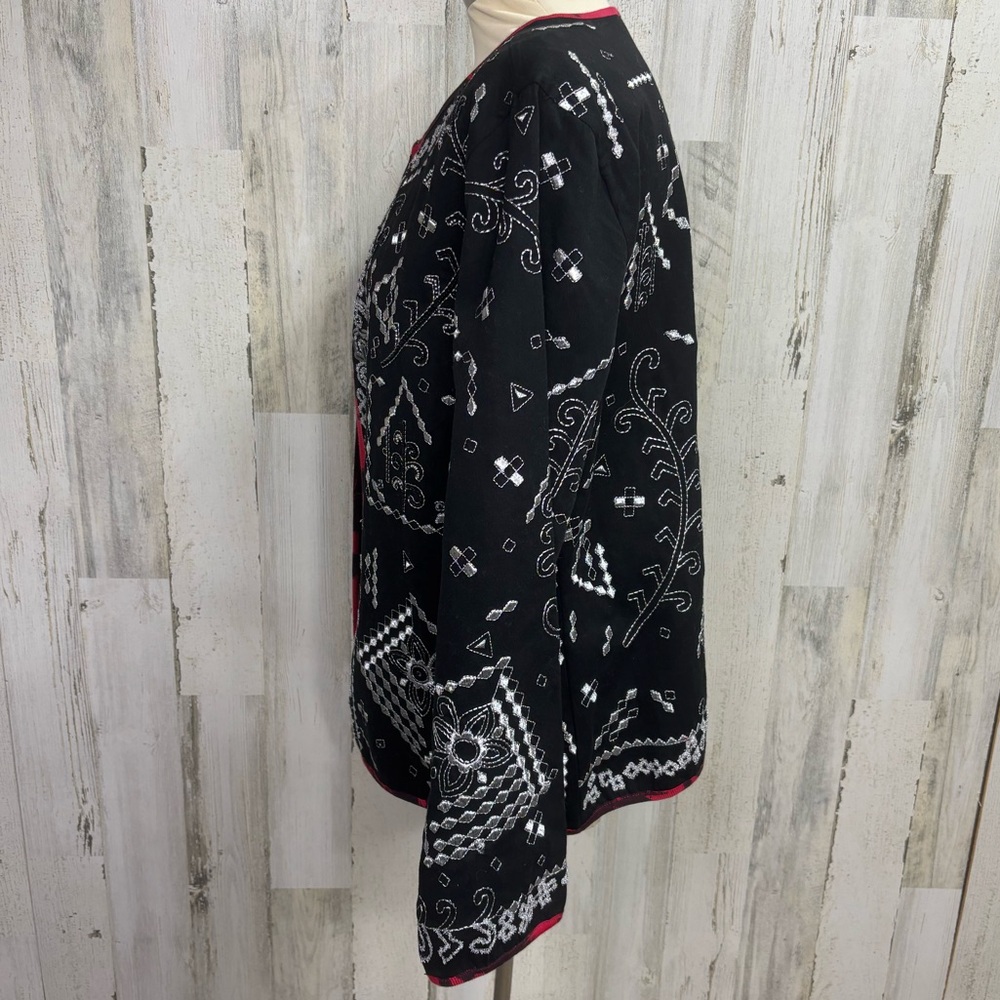 Notations Embroidered Open Front Jacket - Picture 5 of 10